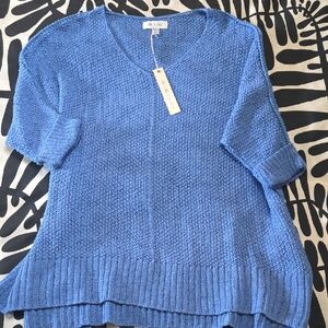 She + Sky Sky Periwinkle Blue V-Neck Knit Sweater